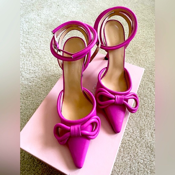 Brand new Mach & Mach Bow Leather Sandals in Fuschia . - Picture 7 of 12